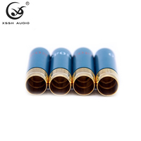 Connecteur RCA XSSH HIFI, coque bleue, laiton plaqué or 24 carats, câble audio 11 mm max, sans soudure, auto-verrouillant, prise mâle Lotus, connecteur de signal