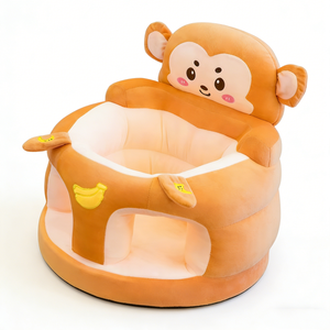 Asiento de aprendizaje para bebés de peluche de mono de dibujos animados naranja personalizado, sofá de entrenamiento anti-vuelco para bebés con bordado de plátano - Product Image 5
