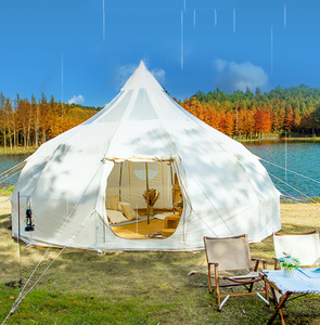 เต็นท์ทรงระฆังหรูหราสวยงามสำหรับแคมป์ปิ้งกลางแจ้งและในร่ม ผ้าใบแคนวาสคอตตอน 900D Oxford ขนาด 4M 5M 6M รุ่น Waterdrop สำหรับแกลมปิ้งสุดหรู - Product Image 6