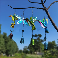 Cadeaux de Noël : Carillons à vent étanches en verre et cloche, motif colibris et libellules, ornements suspendus avec option de logo personnalisé