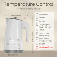 Bouilloire électrique intelligente Sunled, design haut de gamme, nouvelle arrivée, 220v 110v, prise américaine, commande vocale et par application, faible consommation d'énergie