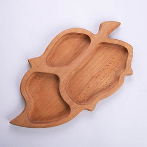 Fabulous Prices Unique Design Nuts Serving 3 Sections Leaf Shape 35 by 20cm Wooden <b>Snack</b> <b>Tray</b> - Product Image 4