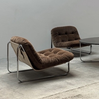 Fauteuil de loisirs vintage Bauhaus en acier inoxydable, fauteuil d'appoint capitonné en velours pour la maison, le studio, le B&B, vente en gros, sur mesure