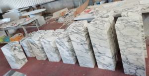 Table <span class=keywords><strong>d</strong></span>'appoint en marbre blanc Arabescato, meuble en pierre naturelle pour salon, <span class=keywords><strong>d</strong></span>écoration intérieure, socle en marbre - Product Image 6