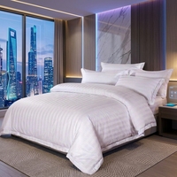 Draps d'hôtel de luxe 5 étoiles personnalisés Guangzhou JF, 250TC, tissés, écologiques, rayés, en coton blanc