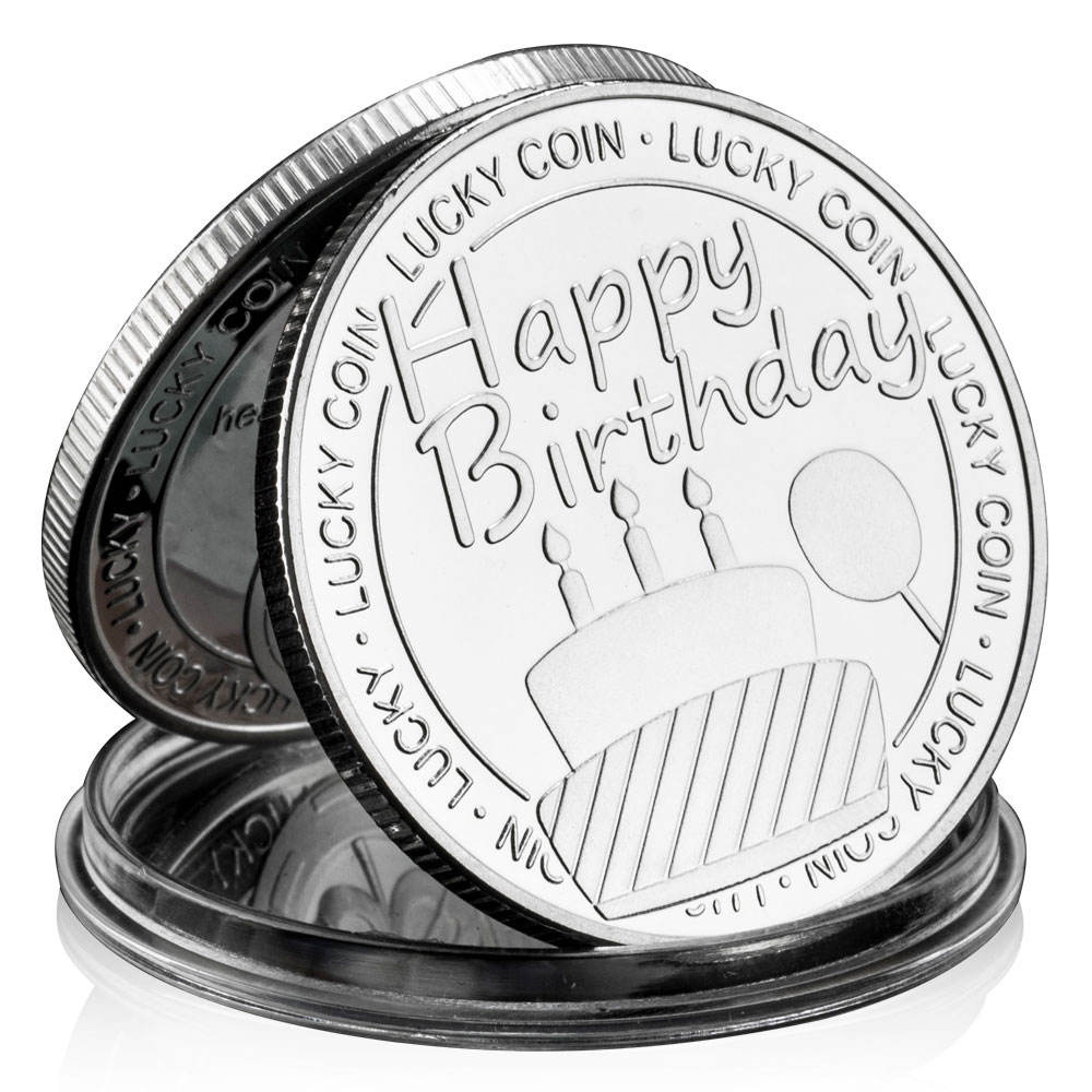 生日快乐幸运硬币创意礼品收藏镀银纪念品硬币生日快乐收藏纪念币| Alibaba.com