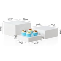 Boîte d'affichage de cube carré autonome en acrylique blanc poli pour Buffet Riser Party Wedding Table Treats Jewelry Holder