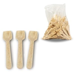 500g di cucchiai per gelato alla lignina biodegradabile da 9.5cm cucchiai usa e getta ecologici - Product Image 1