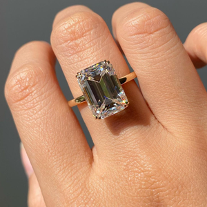 Top vente 4 carats Moissanite taille émeraude bague en diamant 18K or jaune fiançailles bijoux de mariage Style classique pour les cadeaux - Product Image 1