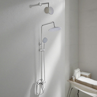 En gros Colonne de douche thermostatique chromée à double poignée avec jets pluie, jets doux, jets de massage et fonction pause, finition polie, pour villa