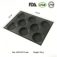 Moule à pain à hamburger en silicone perforé à 8 cavités, qualité alimentaire, antiadhésif, plaque de cuisson pour pain, compatible four, moule à pain à burger en silicone