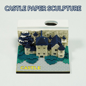 Tùy Chỉnh Chú Ý 3D Nghệ Thuật Memo Pad Cube Sticker Tear Off Castle 3D Notepad Với Chủ Bút - Product Image 2