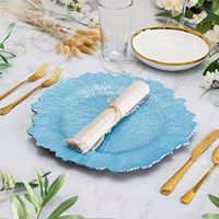Assiettes de présentation bleu roi de 13 pouces en plastique incassable pour événements, traiteur et décoration de mariage - Vente en gros