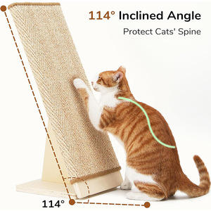 Tiragraffi per <span class=keywords><strong>Gatti</strong></span> a L Personalizzato da Parete in Sisal, Stile Moderno, con Rampa e Struttura in Legno, Protezione per Divano - Product Image 6