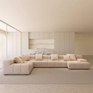 Canapé modulable moderne et luxueux au design norvégien, ensemble de canapés modulaires avec nuages, meubles en tissu de velours pour salon avec matériau en bois - Product Image 4