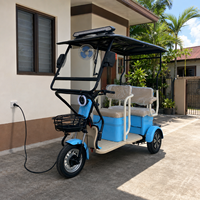 Tricycle Électrique Communautaire SumEV 3 Places 60V 800W avec Auvent Pare-Soleil et Rideau Anti-Pluie pour le Transport Interne sur Cour d'Université ou Propriété Privée sur Courte Distance