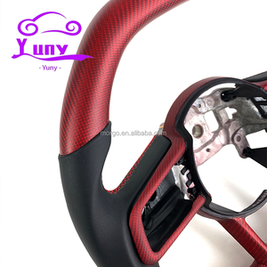 Volante de Fibra de Carbono Roja Real Personalizado para Jeep Wrangler JK JL Gladiator <span class=keywords><strong>Renegade</strong></span>, Diseño de Estilo <span class=keywords><strong>Racing</strong></span> con Parte Superior e Inferior Planas - Product Image 4