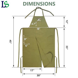 Tablier de cuisine en toile polyester vert avec logo de marque personnalisé Tablier de travail pour jardin Guêtres avec fentes Tablier de cuisine avec poches - Product Image 2