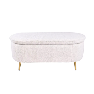 Đương đại Ottoman dài phân trắng cừu len trong nhà Ottoman lưu trữ băng ghế dự bị với Chân Vàng poufs cho phòng ngủ hoặc căn hộ - Product Image 3