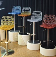 Magnifique Tabouret de Bar Réglable, Design Moderne Luxueux en Queue de Poisson, Résine Transparente, Siège Tendance en Cristal en Forme de Pétale pour Salle à Manger et Loisirs
