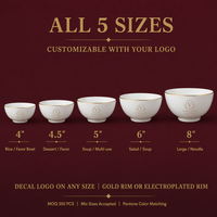 Tazón de Porcelana Fina con Borde Dorado y Logotipo Personalizado, Recuerdo de Boda de Cerámica Personalizado OEM, Regalo Corporativo, MOQ de 300 Piezas
