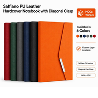 Carnet en cuir vegan Saffiano avec logo personnalisé, couverture rigide A5, fermeture diagonale, journal, agenda, 6 couleurs, vente en gros, OEM