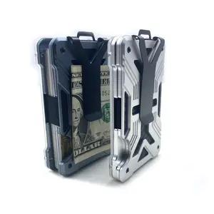 Portafoglio con fermasoldi sottile in metallo tattico multifunzione con stampa personalizzata antifurto Rfid Blocking Security Credit Id Card Holder Case