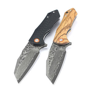 سكين جيب قابل للتخصيص GT-DM020 من خشب الزيبرا/ألياف الكربون G10 وفولاذ دمشقي قابل للطي للاستخدام الخارجي من تونايفير - Product Image 5