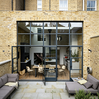 Système de fenêtres à transom en aluminium moderne avec portes à charnières, double vitrage, pour extension de patio, architecture de villa de luxe, vente en gros