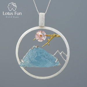Ciondolo con sussurro di uccelli in pietra grezza naturale divertente loto senza collana - Product Image 3