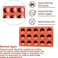 Moule en silicone à 15 cavités semi-sphère pour bombes au chocolat au cacao Truffes Bonbons Gâteau Gelée Mousse Outils de cuisson et de pâtisserie