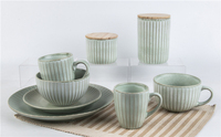 Couverts de service de table en céramique, 24 pièces, Style nordique, vaisselle en porcelaine mate