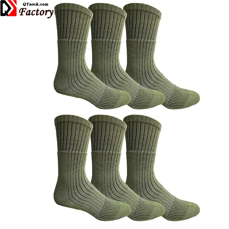 Custom Merino Wool Nylon Amry Green Boot Socks Long Distance Running Hiking Security Guard Outdoor Activities Socks