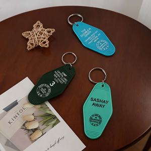 Porte-clés souvenir d'hôtel en laiton personnalisé de haute qualité, avec logo imprimé en métal doré et émail souple - Product Image 3