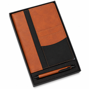 Aurelux Premium - Juego de Regalo de Bolígrafo y Cuaderno de Terciopelo PU Negro Bronceado, Cuaderno Elegante Encuadernado en Tapa Dura para Regalos Corporativos Profesionales - Product Image 3
