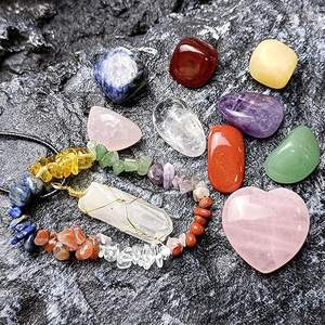 Ensemble de cristaux de guérison, lot de 11 pièces, poli, bricolage, bracelet en cristal énergétique, collier, <span class=keywords><strong>pierre</strong></span> d'amour ovale <span class=keywords><strong>rose</strong></span> pour la thérapie des 7 centres - Product Image 2