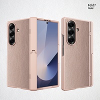 Étui pour Samsung Galaxy Z Fold 6/7 [Texture Litchi] Protection Complète de la Charnière Coque Rigide Fine en PC avec Béquille à Persiennes