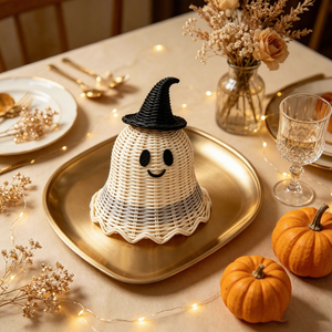 Exclusivité transfrontalière pour la décoration d'Halloween : Fantôme au chapeau noir, visage souriant mignon, ornement en plastique fait main, fabriqué en Chine - Product Image 2