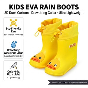 Botas de Lluvia Infantiles con Dibujos Animados Personalizadas, Ajustables con Cordón, Impermeables, Antideslizantes, Ligeras, Plegables, con Diseño de Animales para Niños Pequeños - Product Image 1