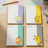 Juego de 4 Cuadernos Espiral PP con Diseño de Pikachu, Papelería Coreana para Niños, Regalo de Anime, Modelo AB0184, Venta al Por Mayor