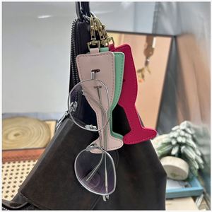 PU Leather Sunglasses Wine Glass Shape Holder Keychain Glasses Storage <b>Bag</b> <b>Charm</b> Anti Lost Eyewear Clip Purse Accessory Pendant - Product Image 4