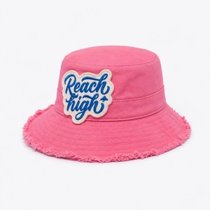 Wholesale Custom Logo Woven Label <b>Summer</b> Outdoor Letter Pattern Vintage Cotton Twill Bucket <b>Hat</b> <b>for</b> Men <b>Women</b> - Product Image 1