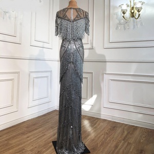 SF2409F 2026 nouvelle vente chaude <span class=keywords><strong>de</strong></span> haute qualité <span class=keywords><strong>de</strong></span> <span class=keywords><strong>luxe</strong></span> gland perle à manches courtes mariage sirène dames <span class=keywords><strong>robe</strong></span> <span class=keywords><strong>de</strong></span> soirée - Product Image 4