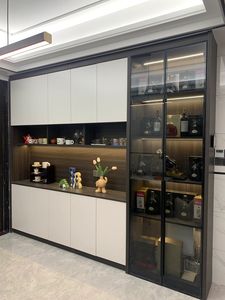 Jingshun Tùy Chỉnh Bằng Gỗ Tủ Mềm Gần Bản Lề Nhà Tủ Lưu Trữ Rượu Vang Với Cửa Kính Đồ Nội Thất Phòng Khách Bán Buôn - Product Image 6