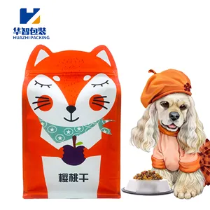 Sacchetto a fondo piatto di forma speciale in cina con cerniera pet treats sacchetto per alimenti per mangimi cibo per gatti sacchetto per imballaggio di cibo per cani sacchetto a fondo quadrato