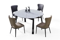 Chaise de salle à manger de style nordique moderne et luxueuse avec structure en métal et revêtement en cuir pour la maison, l'appartement, le bar, l'hôtel, le restaurant