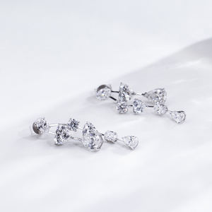 Pendientes de Diamantes Chapados en Oro Blanco S925 MSE-871 de Messi Jewelry para Mujer - Product Image 2