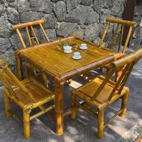 Ensemble table et chaises compactes modernes en bambou pour cuisine, usage extérieur, jardin, restaurant, café
