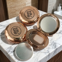 Vente en gros de boîtes à fards à paupières vides en or rose, mini palette cosmétique compacte, miroir de poche en métal portable pour cadeau