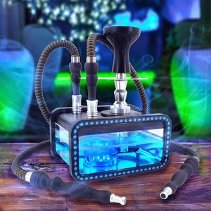 Cachimba con forma acrílica de tanque de diseño único en venta de fábrica con luz Led, juego de Cachimba de doble tubo de alta calidad - Product Image 1